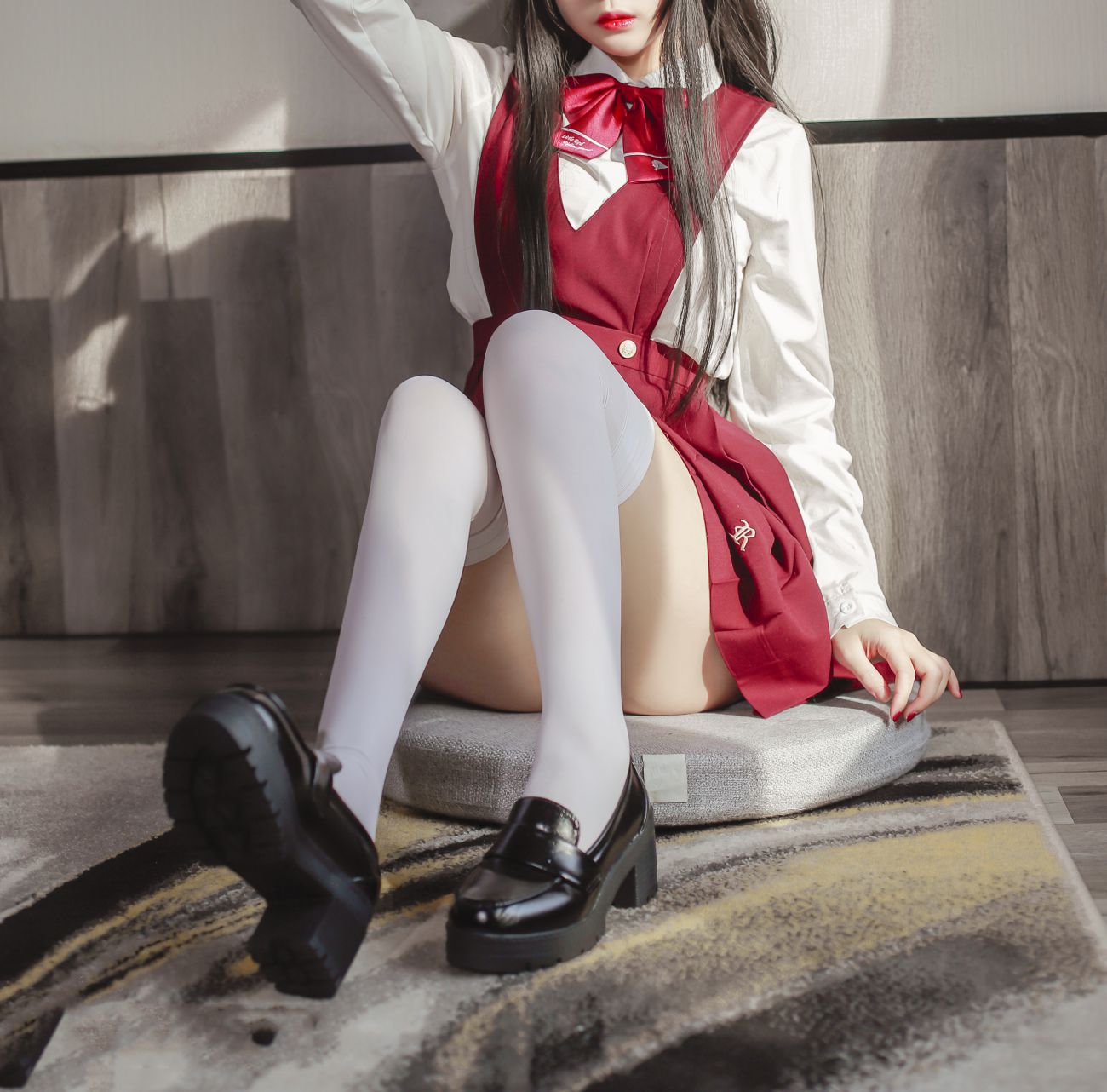 图片[5]-日奈娇 JK少女红裙-COS世界