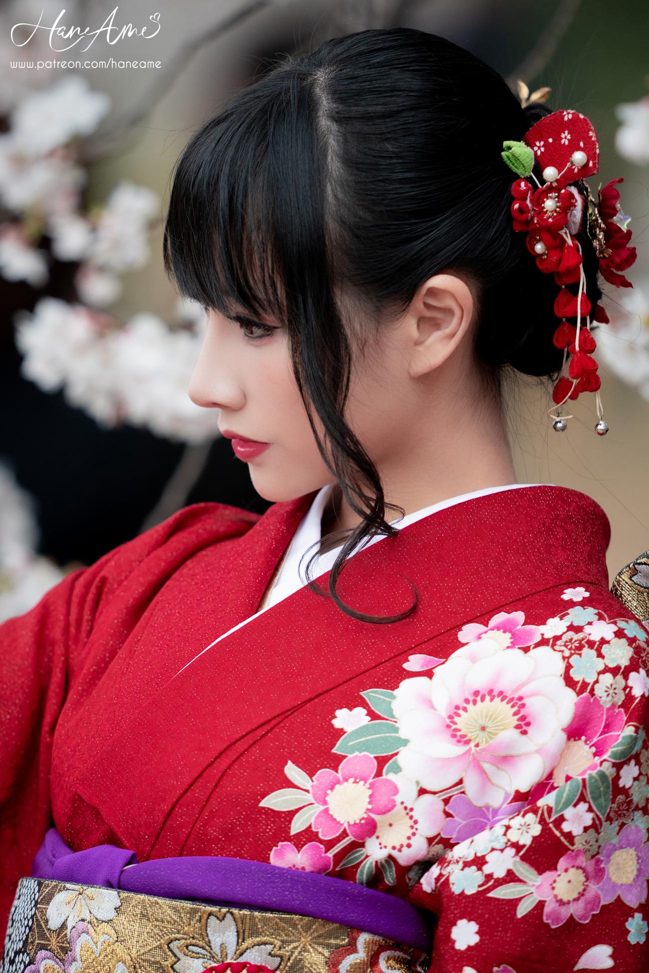 图片[2]-Hane Ame 雨波写真 赤紅和服-COS世界
