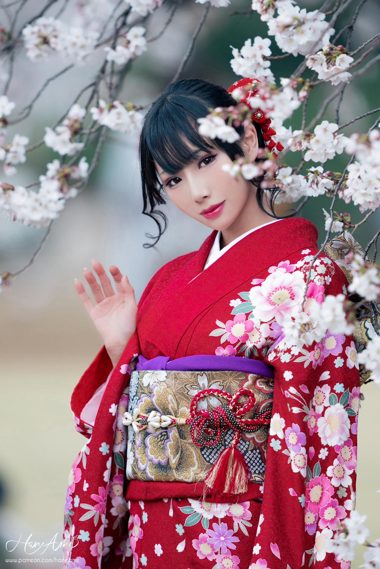图片[3]-Hane Ame 雨波写真 赤紅和服-COS世界